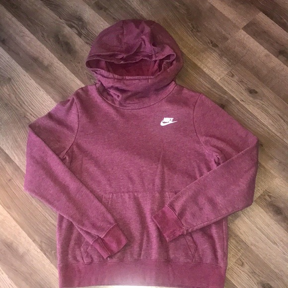 Nike Tops - 💥Excellent condition woman’s Nike cowl neck hoodie in dark wine color!
